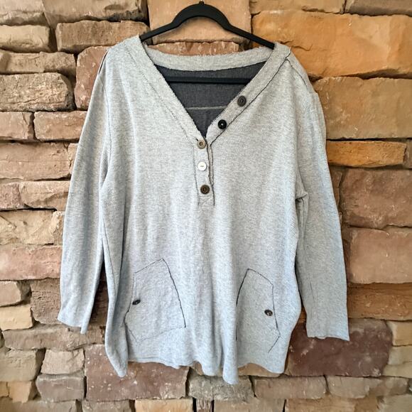Soft Surroundings Downtime Thermal Ribbed V-Neck Casual LAGENLOOK Tunic Top XL - Picture 1 of 11